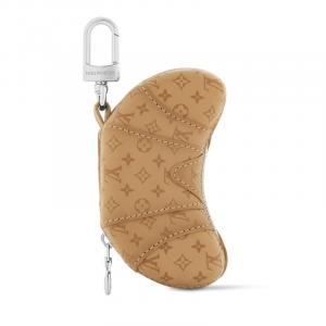 LOUIS VUITTON Кожаный медальон для монет унисекс коричневый желтый, Brown