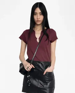 Тунисская футболка для женщин с коротким рукавом из хлопка Zadig & Voltaire, бордовый