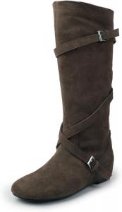 Женские сапоги из замши из коровьей кожи средней длины с внутренней подкладкой, модной пряжкой, для вечеринок и повседневного носки, базовые вещи осенне-зимнего гардероба WIVITA, Khaki