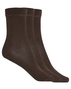 Комплект из 3 пар однотонных носков-сэндвич из мерсеризованного хлопка Punto Blanco, темно-коричневый