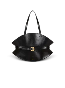 Сумка Medium Shuffle из телячьей кожи Balmain, белый/черный