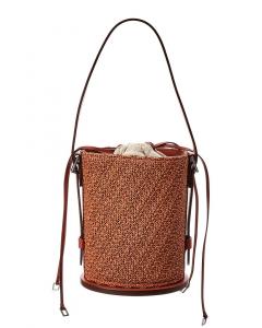 Сумка-ведро Max Mara с металлической пластинкой и кожаной отделкой, оранжевый