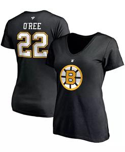 Женская черная футболка с v-образным вырезом Willie O'Ree Boston Bruins Authentic Stack, имя и номер игрока в отставке Fanatics