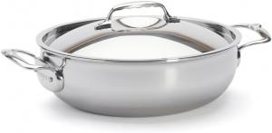 Сервировочная сковорода AFFINITY из многослойной нержавеющей стали с крышкой De Buyer - 28 см - 3754.28, серебристая