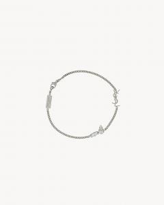 Браслет-брелок CASSANDRE из металла и стразов Saint Laurent, серебро