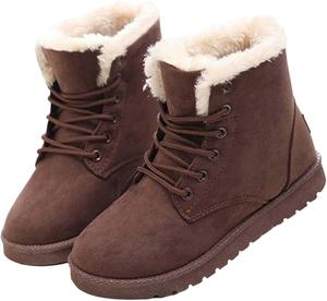 Женские зимние сапоги EIYEI с утеплителем из флиса, ботильоны до щиколотки, для пеших прогулок и восхождений, с круглым носком, шнуровкой, замшевые, на платформе, водонепроницаемые, рабочие и уличные, с противоскользящей подошвой, повседневные, Brown