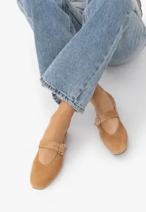 Балетки с ремешком на щиколотке Ryłko, Beige