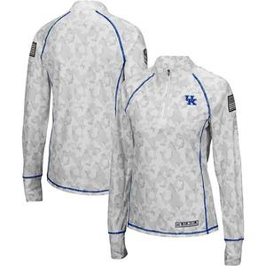 Женская белая куртка kentucky wildcats oht military appreciation officer arctic camo fitted lightweight 1/4-zip Colosseum