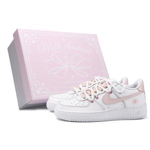 Air Force 1 Winter Day Love Song устойчивые к истиранию противоскользящие амортизирующие низкие скейтборд кроссовки pink white Nike, розовый