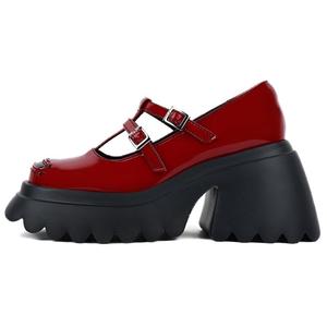 Enqo Туфли Мэри Джейн на массивном каблуке, женские, бордовые