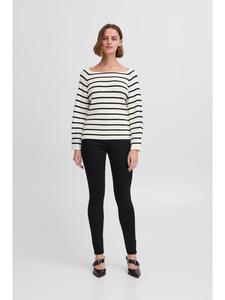 ICHI Вязаный свитер IHBOSTON свободного кроя, цвет «Береза» с черной полосой