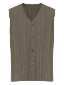Жилет с пуговицами и складками Homme Plissé Issey Miyake, зеленый
