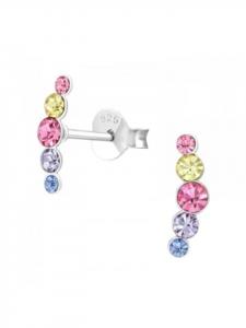 Alexander York Серьги-гвоздики Crystal Series 5 радужных цветов из серебра 925 пробы, комплект из 2 штук
