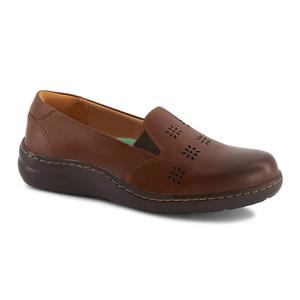 Эксклюзивные женские туфли Comfort Leather Flat Shoes коричневого цвета Andrea
