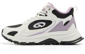 QIAODAN Повседневные туфли женские с высоким берцем цвета слоновой кости/черного/светло-фиолетового цвета