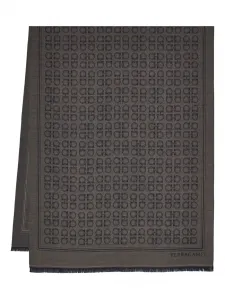 Шарф с узором Gancini Ferragamo, коричневый