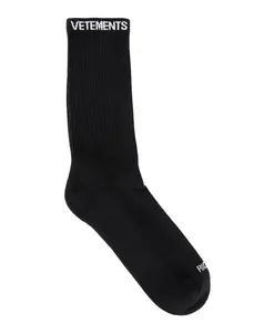 Черные хлопковые носки с жаккардовым логотипом Vetements, черный