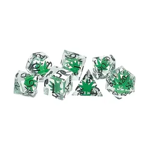 Poly Set «Время 4:20», зеленый с черным (7), Sharp Edged Dice