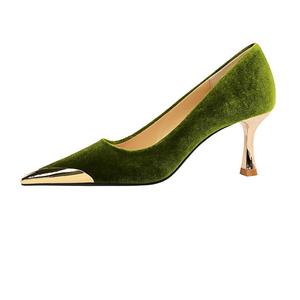 QITUMAUL Женские туфли на высоком каблуке зелёные [высота каблука 7 см], цвет Green[Heel Height 7cm]