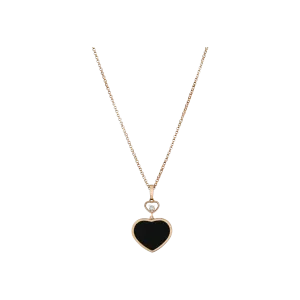 Колье Chopard Happy hearts из розового золота с бриллиантами и ониксом
