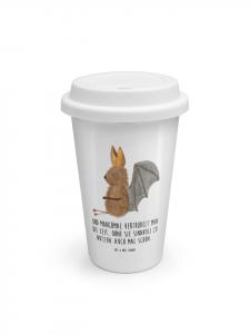 Mr. & Mrs. Panda Кофейная кружка на вынос, с изображением летучей мыши и надписью, белого цвета