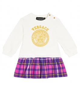 Платье из хлопкового джерси с логотипом baby baby Versace Kids, белый