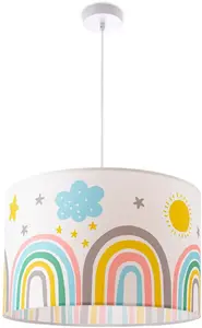 Подвесной светильник Paco Home "Tweet 462", 1 лампочка, лампа E27 | без лампочки, светильник для детской комнаты, потолочный светильник радуга солнце облака звезды E27 Ø 45,5 см, Высота: 27 см, белый