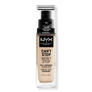 Тональная основа Can't Stop Won't Stop с матовым покрытием, обеспечивающая полное покрытие в течение 24 часов. NYX Professional Makeup, Pale (white ivory w/ yellow undertone)