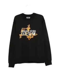 Черный пуловер с логотипом в стиле барокко. Versace Jeans Couture, черный