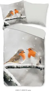 Пододеяльник Good Morning 200x200 + 2* 80x80 см - малиновки на снегу Muller Textil