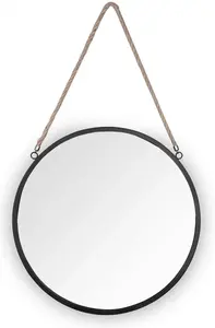 ЗЕРКАЛА И ДРУГОЕ декоративное зеркало "Тайра", (1 шт.), настенное зеркало Ø 40 см, крашеный металл, со шнуром MIRRORS AND MORE Т: 2 см, Ø 40 см, черный
