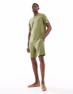 Футболка Boss Bodywear в рубчик зеленого цвета Boss Orange