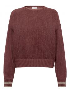 Brunello Cucinelli свитер с отделкой в рубчик, фиолетовый