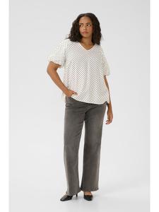 Блузка с короткими рукавами KCgina, стандартный крой, мел/черный горошек KAFFE curve