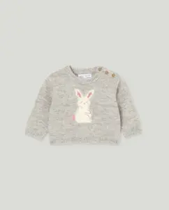 Трикотажный джемпер с круглым вырезом, с мехом, для девочки малыша Baby El Corte Inglés, светло-серый