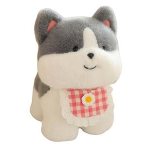Милые плюшевые куклы щенки Chubby Puppy, высота 20cm/30cm/40cm MLING, Milk Husky-Powder Bib
