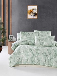 Комплект постельного белья Renforcé "Marfa" в зелено-белом цвете Colourful Cotton, 140x200 см