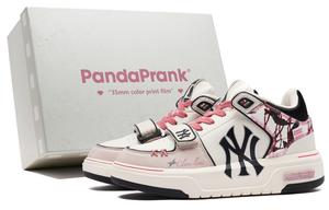 Массивные противоскользящие износостойкие полувысокие скейтерские кеды унисекс белый черный розовый MLB