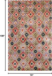 Ковер SAFAVIEH, 183 x 275 см, Luxor Collection, Purple & Rust, ручной работы Ikat дизайн Banana Silk, идеален для помещений с высокой проходимостью в гостиной, спальне (LUX161A)