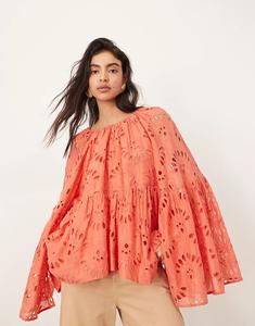 ARRANGE Свободный топ из органзы с люверсами розового цвета