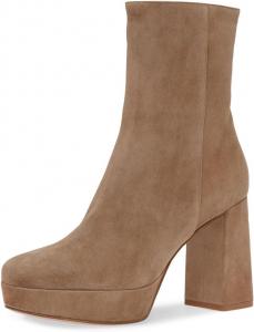 Женские ботильоны Miss Left с закрытым квадратным носком, высокой массивной подошвой, боковой молнией, платформой, для осени, вечерние туфли, размеры 4-16 US