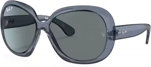 Солнцезащитные очки Ray-Ban Jackie ohh ii RB4098 «кошачий глаз» для женщин + комплект с аксессуарами, Transparent Blue / Dark Grey Polarized