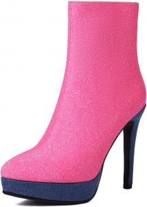 Женские ботильоны MRKEWUNEY на шпильке с молнией, зауженный носок, осенние ботинки для вечеринок, 376 Pink