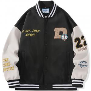 Бейсбольная куртка унисекс Doraemon, зеленая (со съемным капюшоном)