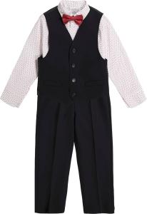 Костюм для мальчиков Calvin Klein из 4 предметов: жилет, брюки, рубашка с воротником и галстук, Black/Red