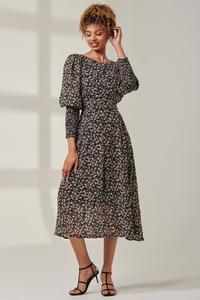 Платье из шифона с манжетами и рукавами фонариками Jolie Moi, черный