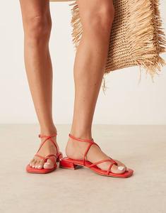 ASOS DESIGN Выразите едва заметные плоские сандалии красного цвета с ремешками