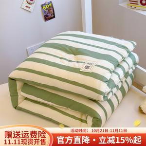 Boyang Одеяло 150х200 см, 3 кг, из хлопка Синьцзян, зеленые и белые широкие полосы