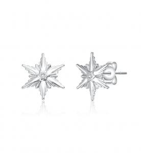 Подростковые серьги в форме звезды с покрытием из белого золота и кубическим цирконием Rachel Glauber, White