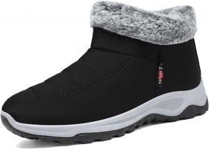 Женские зимние ботинки модные из замши, с коротким голенищем, для прогулок по снегу, повседневные, легкие, на молнии, с меховой подкладкой, осенние обувь для женщин Generic, #E09-Black